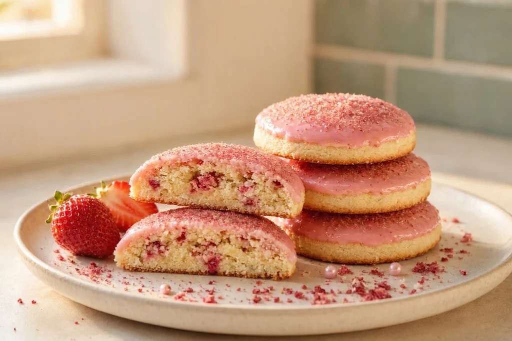 Pink Champagne Strawberry Cookies